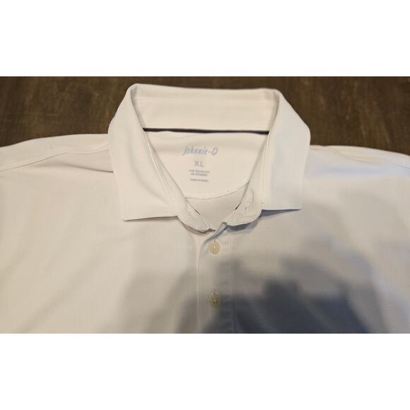 Men's Johnnie-O White Polo Shirt SS Polyester Size XL Longhorn **READ** - Picture 9 of 11